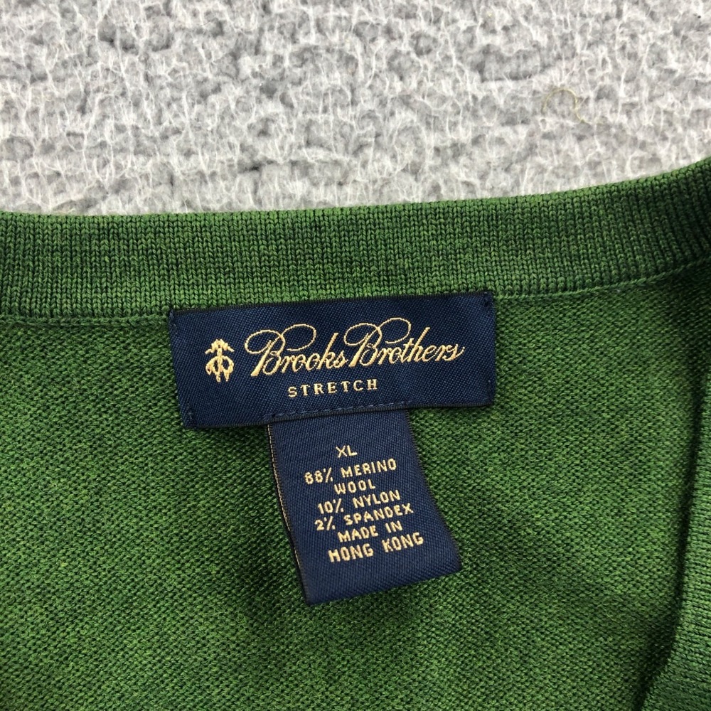 Vtg Brooks Brothers Sweater Mens Extra Large Green Merino Wool V Neck Pullover - Picture 7 of 12